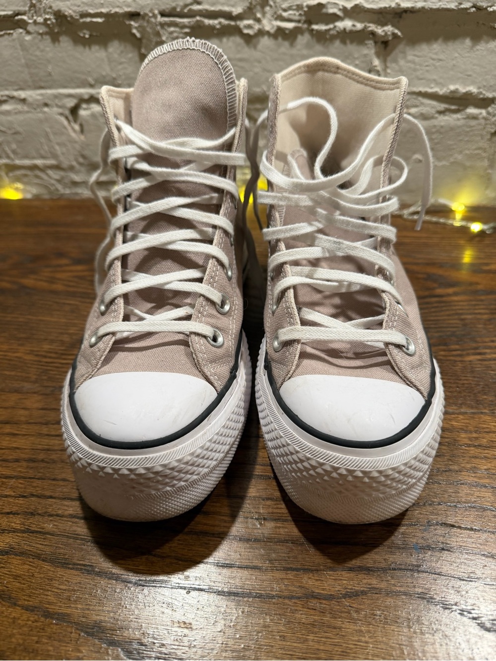 Converse High-Top Sneakers in Tan and White